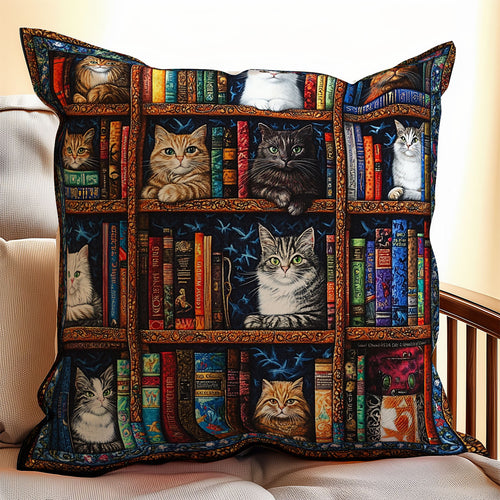 Cat Bookshelf WX2001122CL Quilt Pillow Case