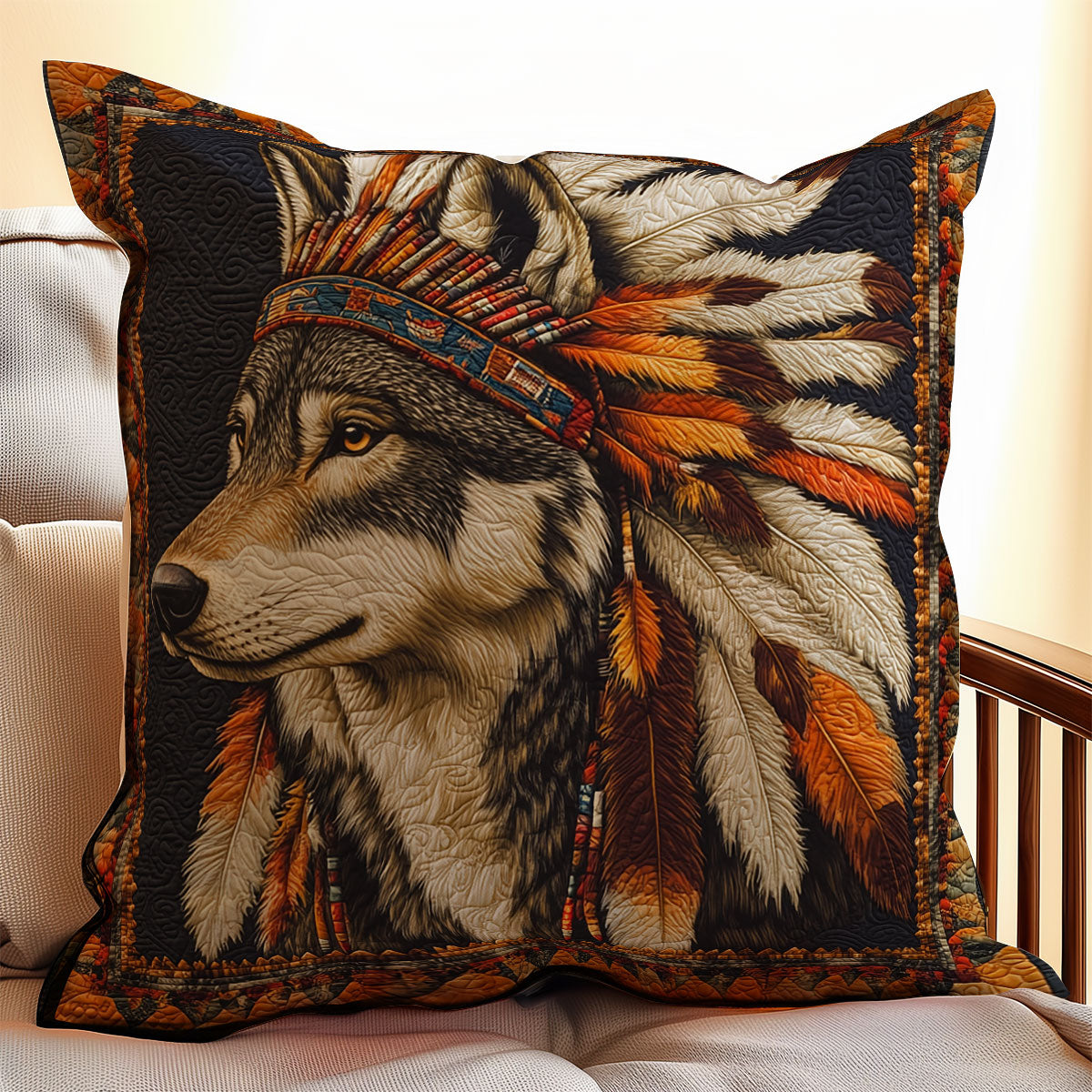 Wolf Native American WX2001177CL Quilt Pillow Case