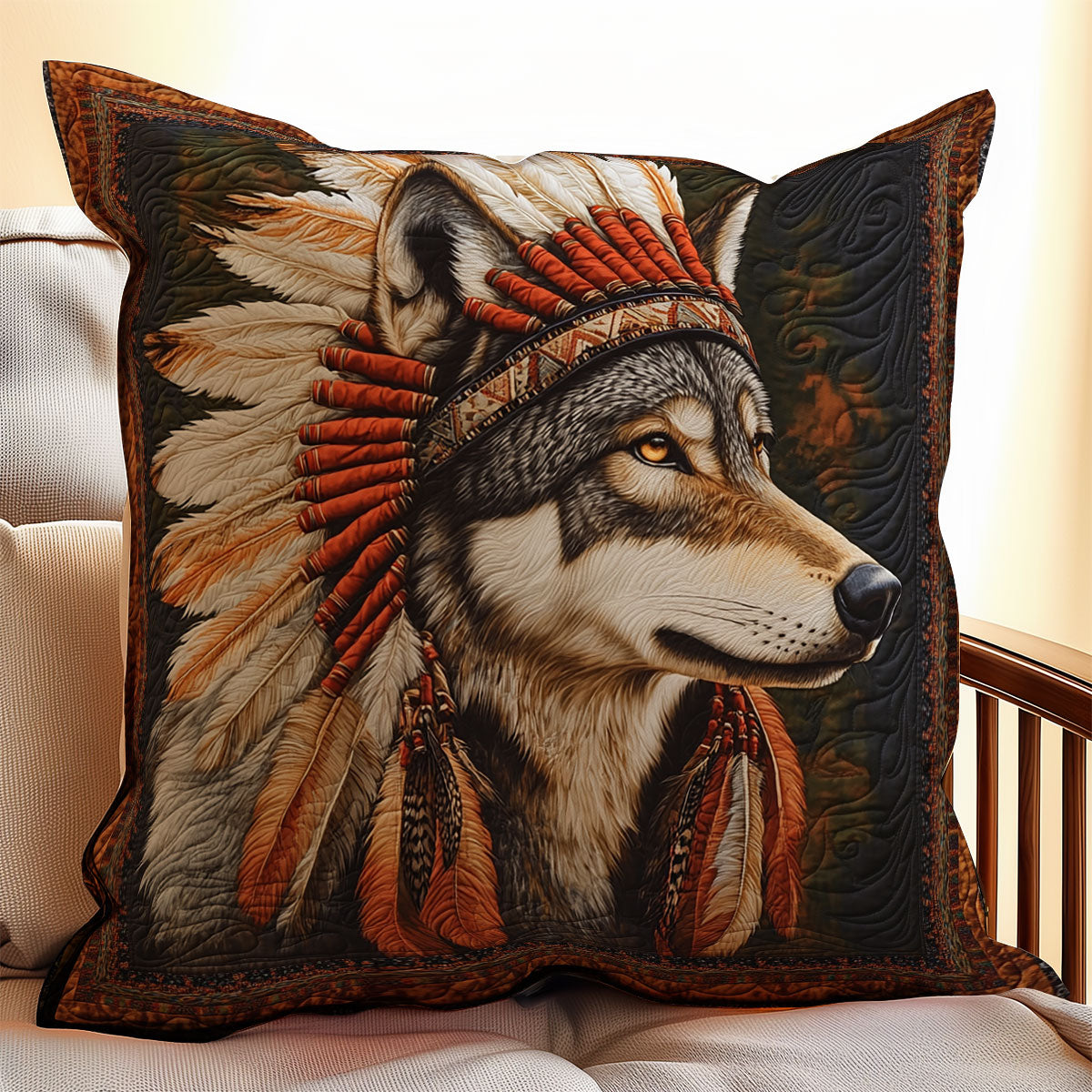 Wolf Native American WX2001174CL Quilt Pillow Case