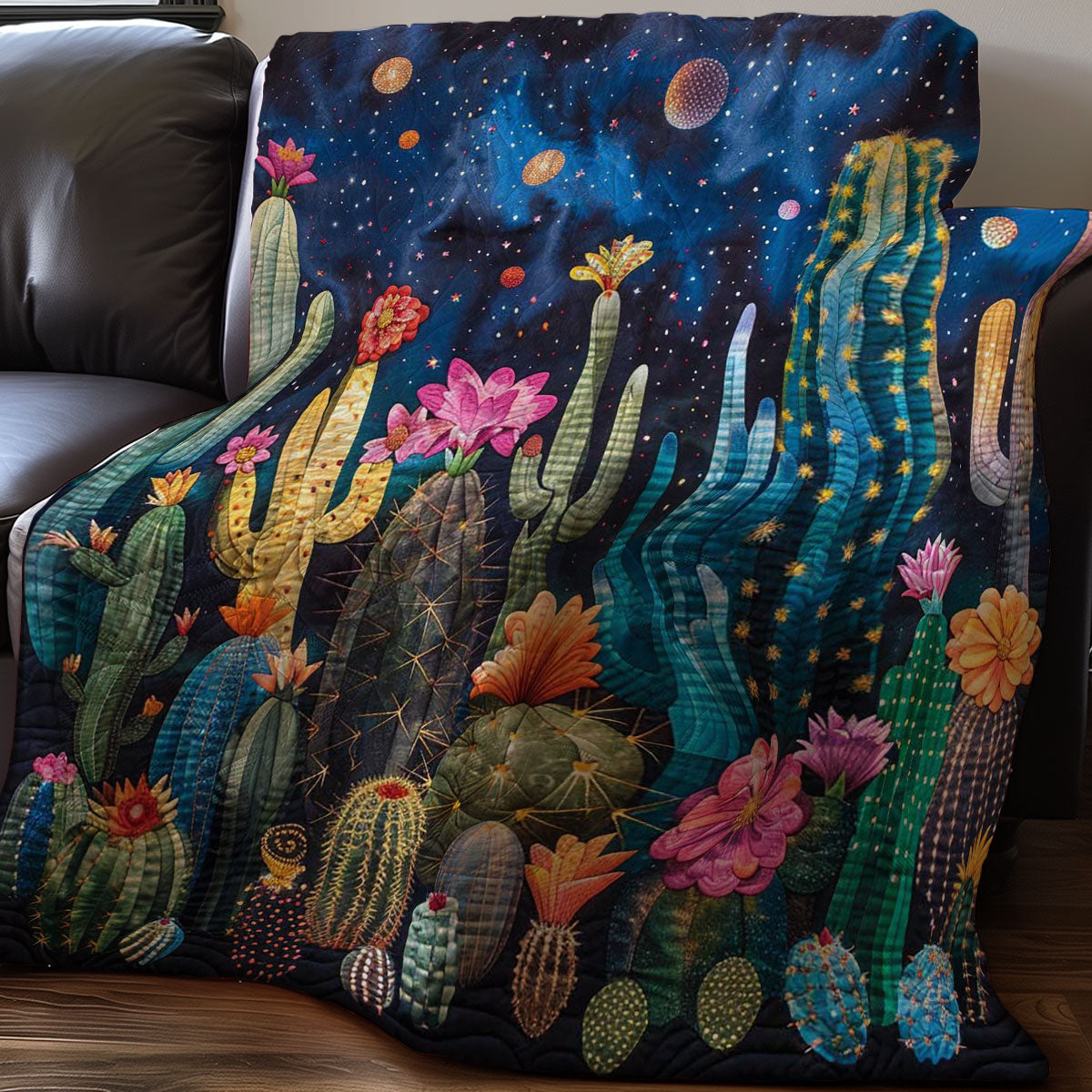 Cactus Nightsky Flowers WP0108003CL Quilt