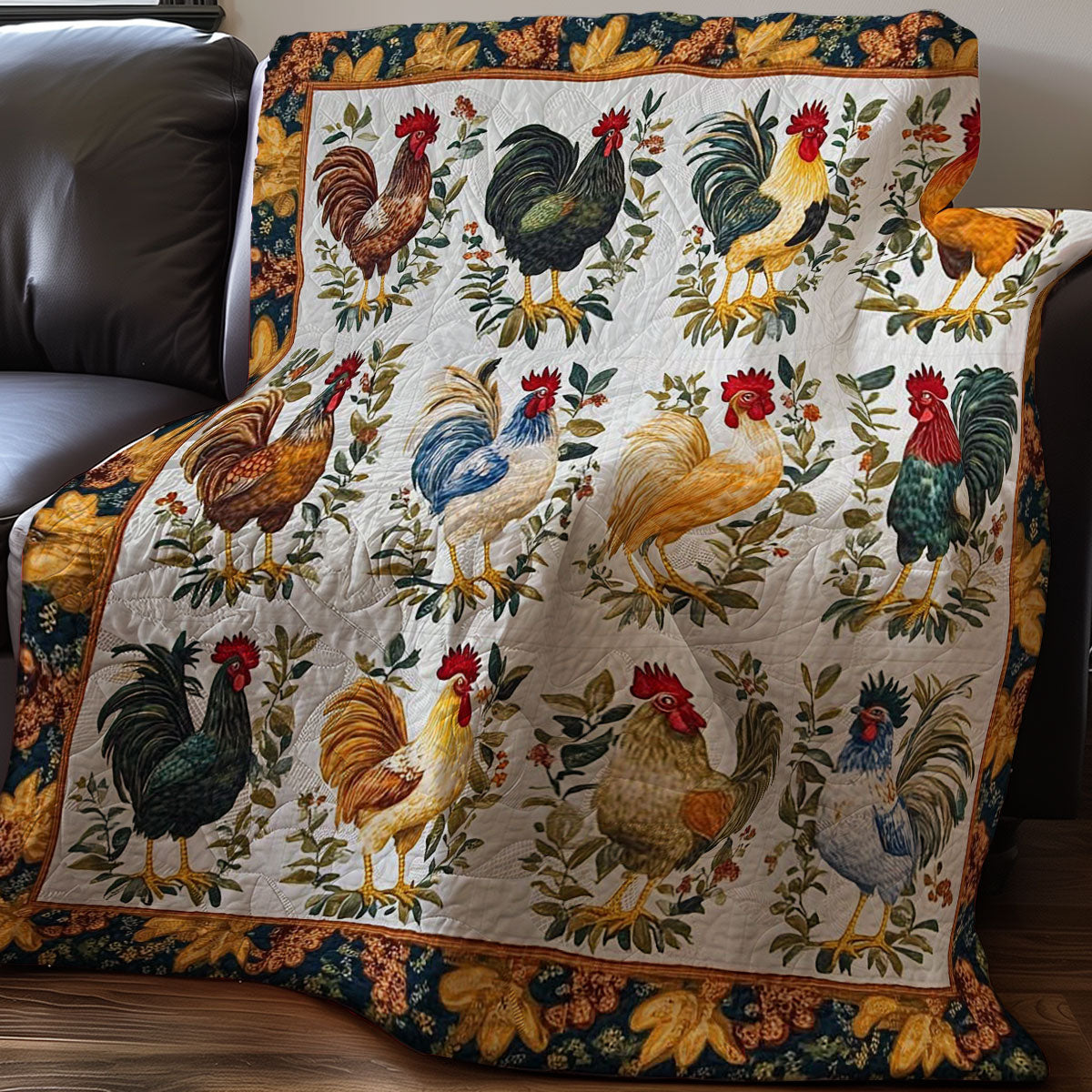 Rooster Chicken Collection WP0108009CL Quilt