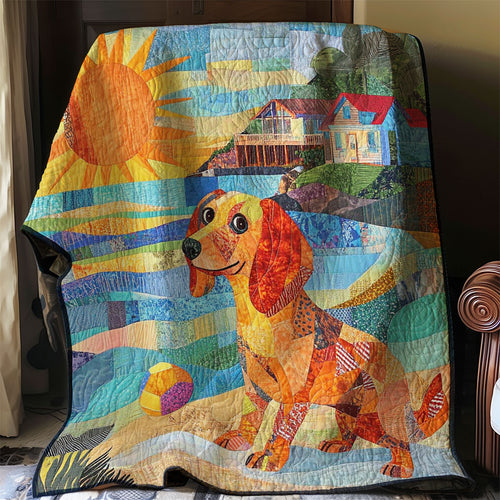 Dachshund Beach Sun WP0108017CL Quilt