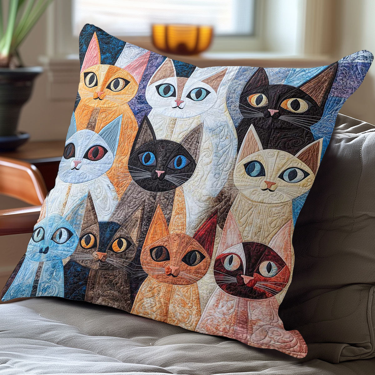 Funny Siamese Cat Collection WP0108051CL Quilt Pillow Case