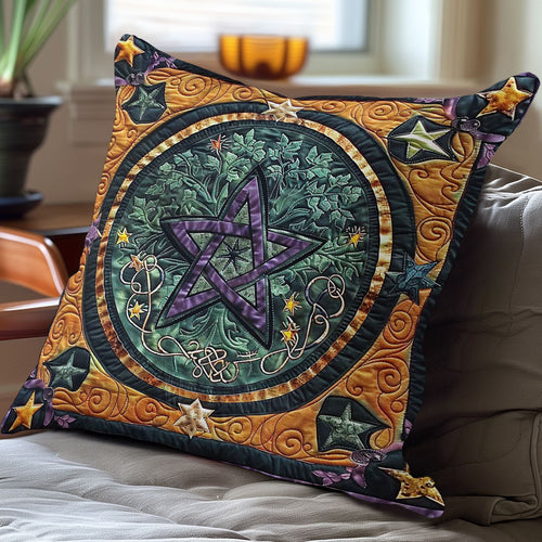 Gold Pentacle Wicca WP3007018CL Quilt Pillow Case