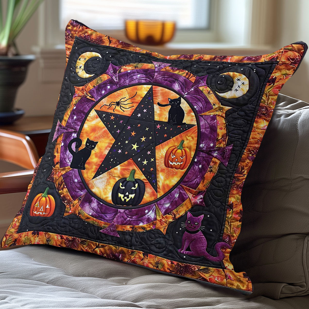 Halloween Pentacle Cat WP3007019CL Quilt Pillow Case