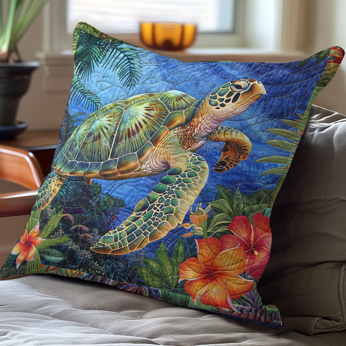 Hawaiian Turtle WP3007014CL Quilt Pillow Case