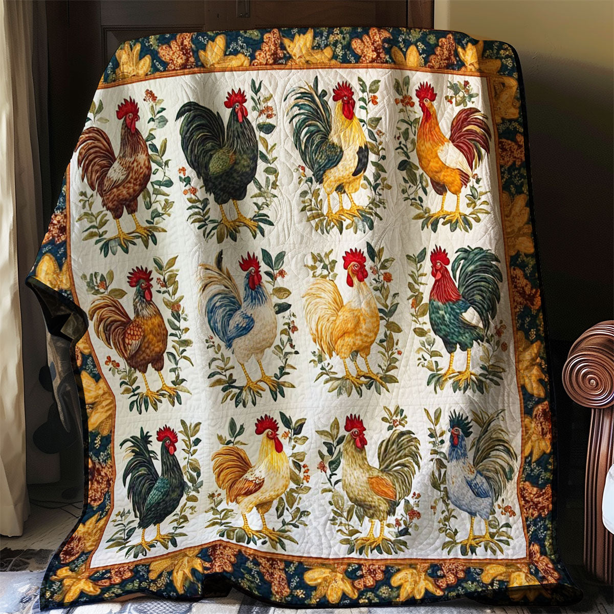 Rooster Chicken Collection WP0108009CL Quilt