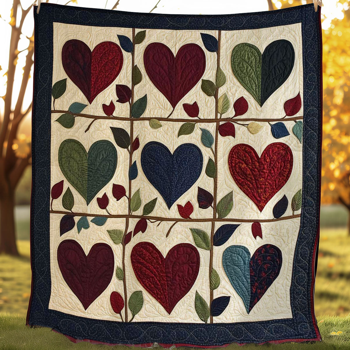Armish Heart Leaves WP0108014CL Quilt