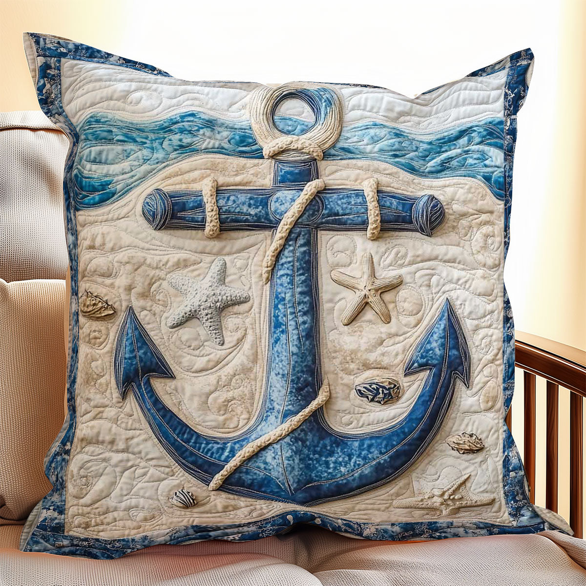 Blue Anchor Beach WP0108034CL Quilt Pillow Case