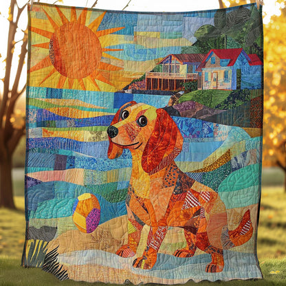 Dachshund Beach Sun WP0108017CL Quilt