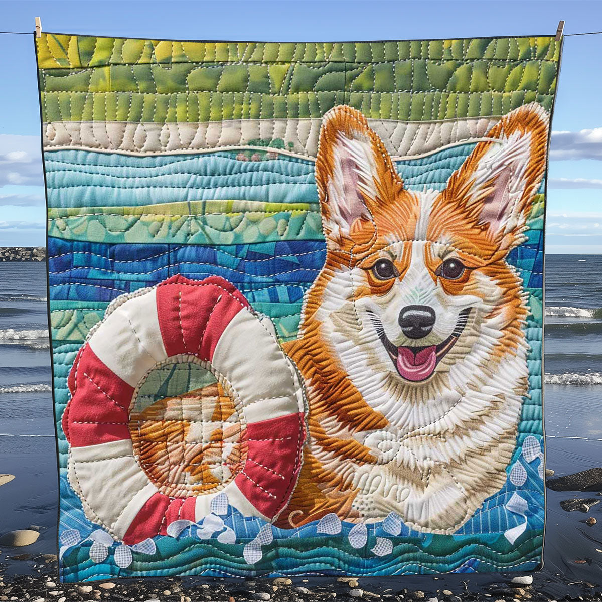 Summer Corgi WP2108039CL Quilt