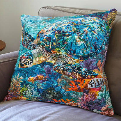 Turtle Mosaic Coral WP3007012CL Quilt Pillow Case