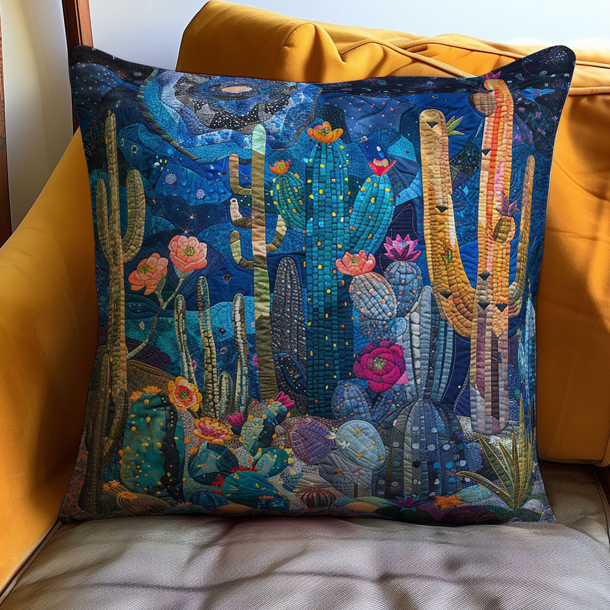 Cactus Blooming Nightsky WP3007016CL Quilt Pillow Case