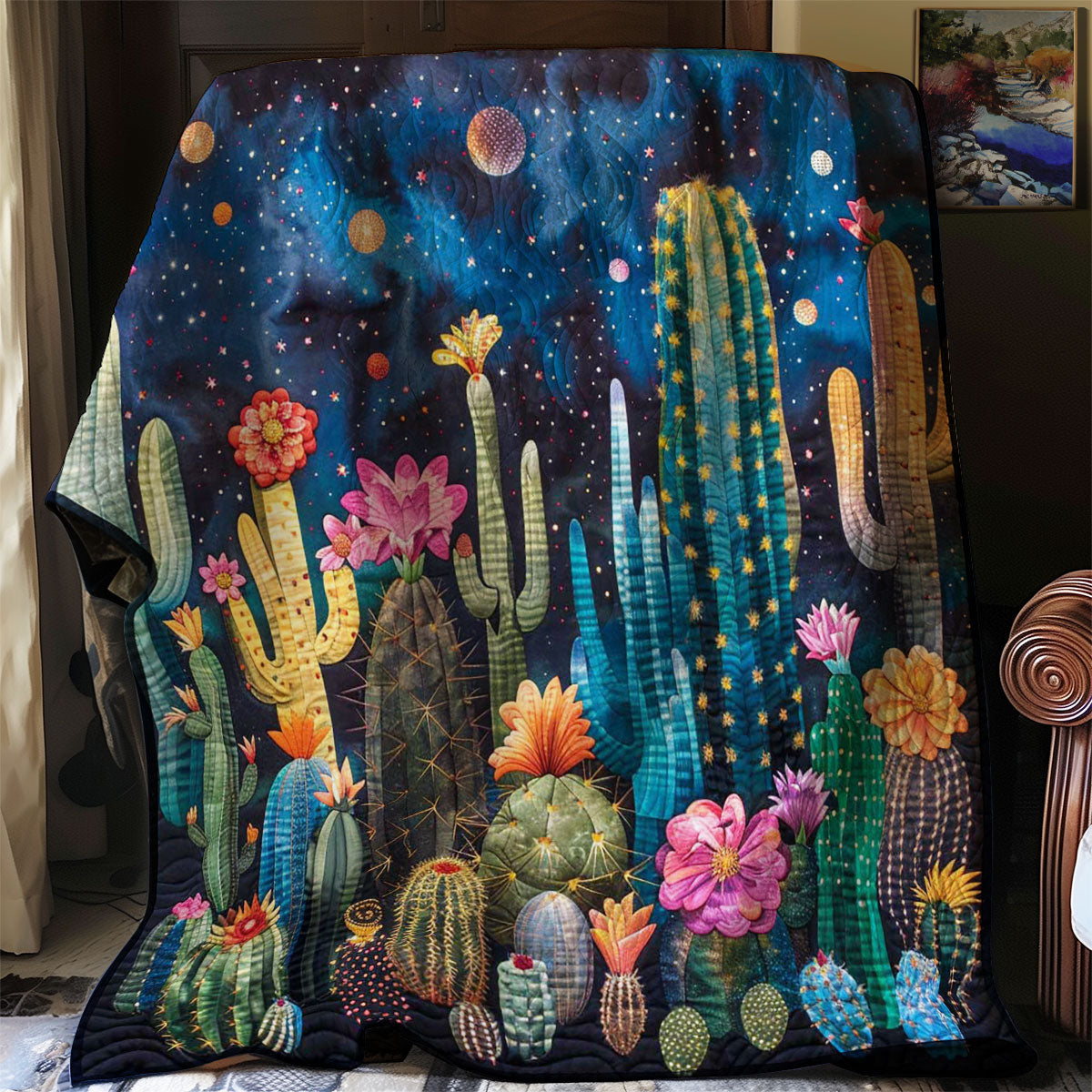 Cactus Nightsky Flowers WP0108003CL Quilt