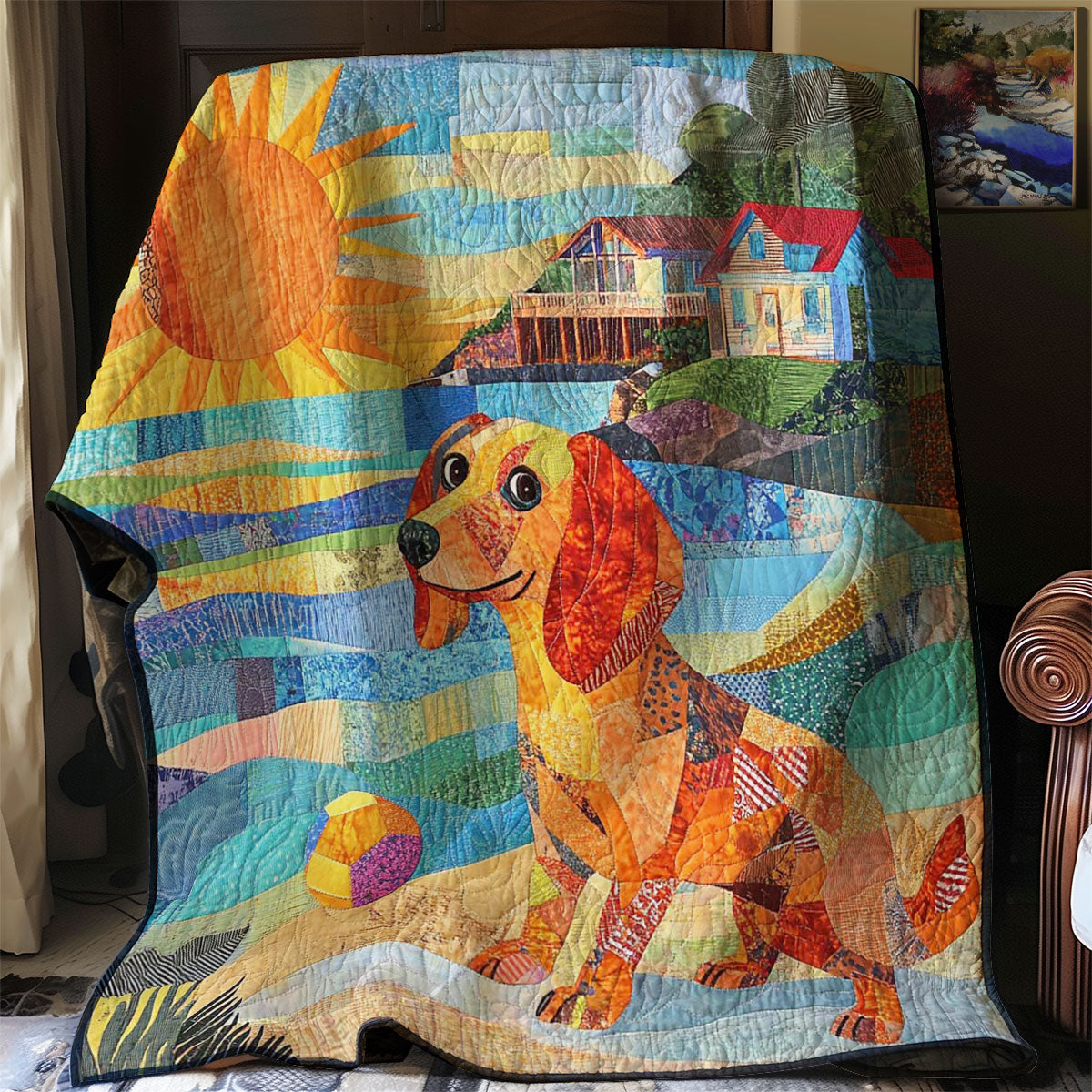 Dachshund Beach Sun WP0108017CL Quilt