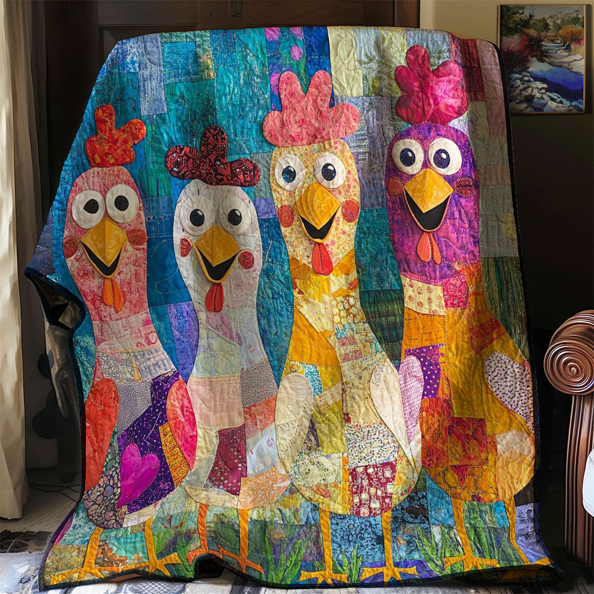 Family Farm Chicken WP0108007CL Quilt