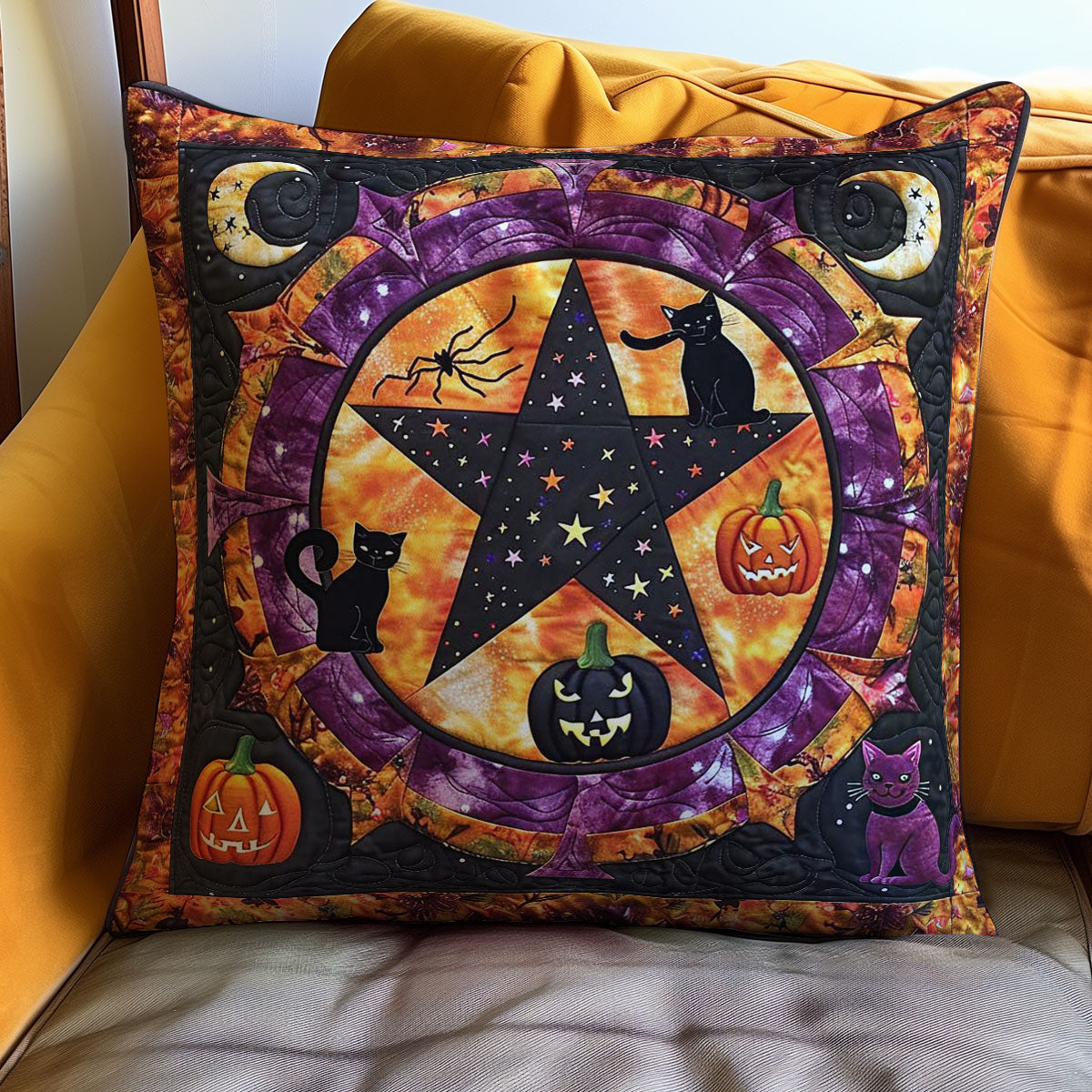 Halloween Pentacle Cat WP3007019CL Quilt Pillow Case