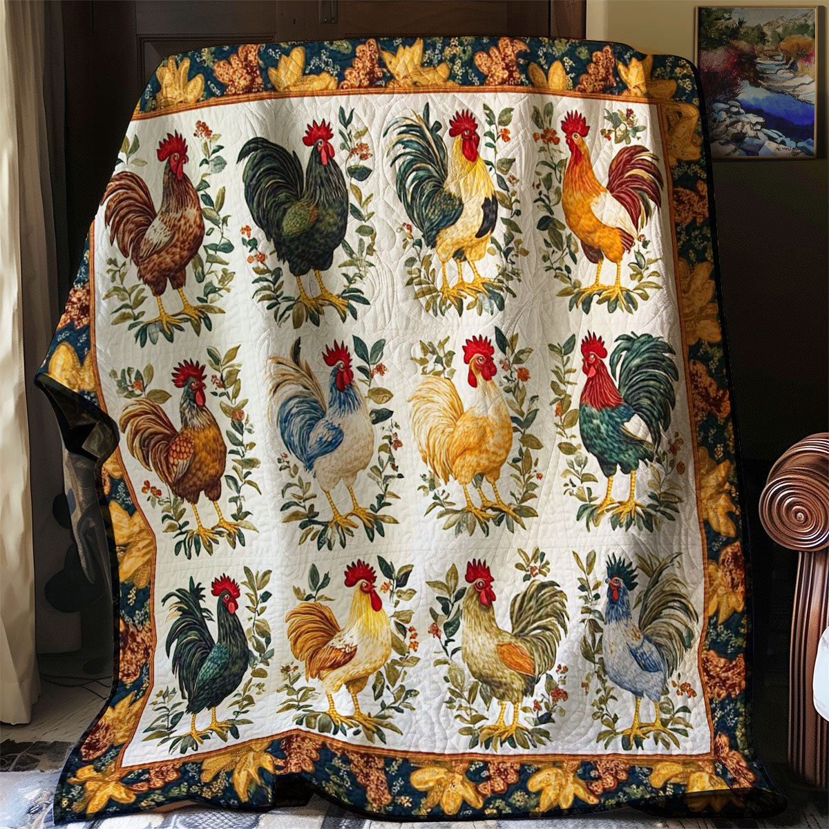 Rooster Chicken Collection WP0108009CL Quilt