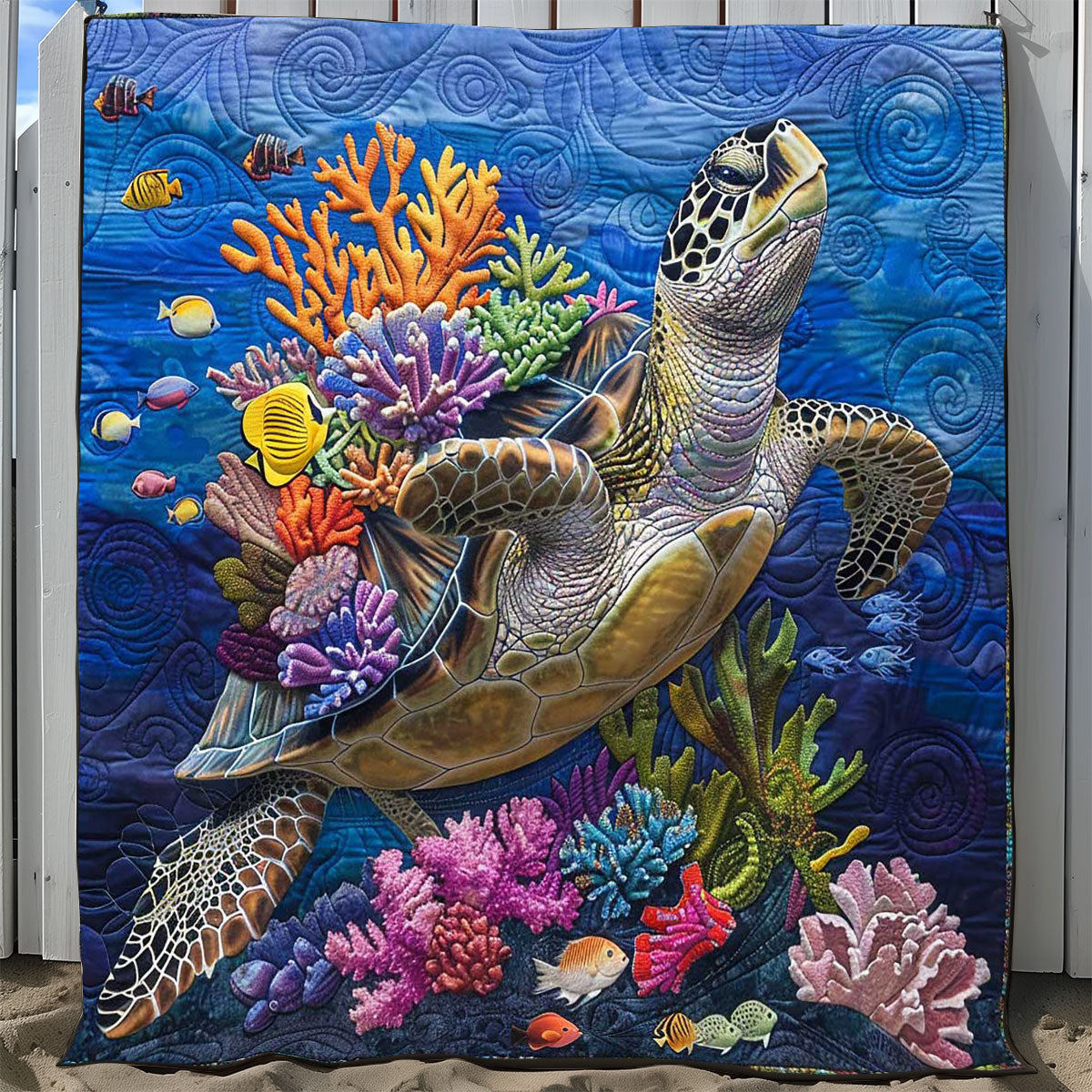 Turtle Coral Island WP2108043CL Quilt