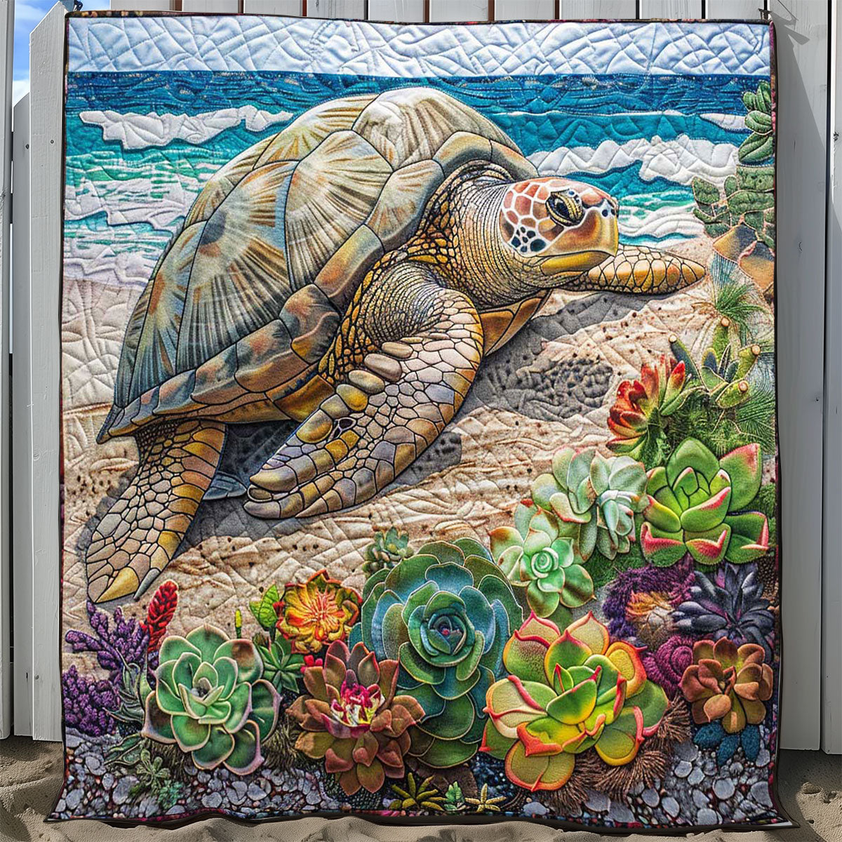 Turtle Succulent Beach WP2008060CL Quilt