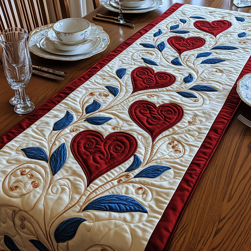 Golden Love Vines WG1501008CL Quilted Table Runner