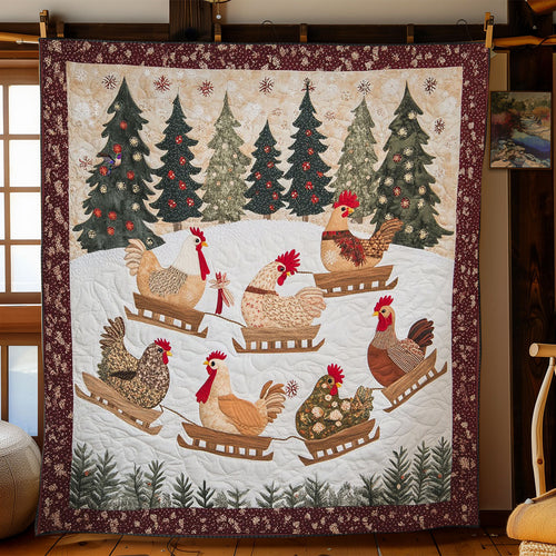 Skiing Chicken WY2810032CL Quilt