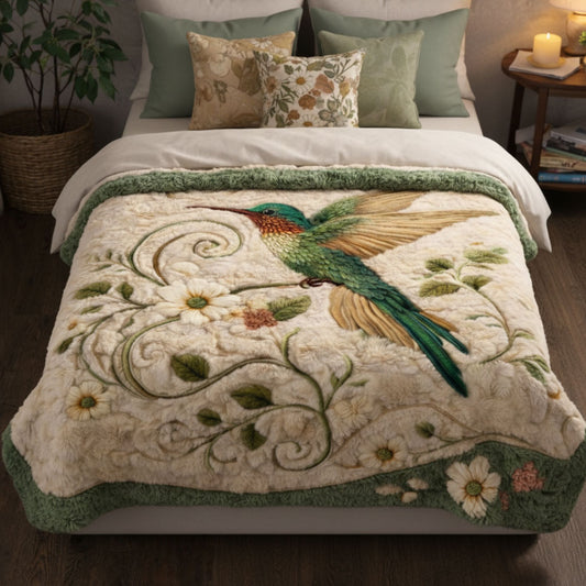 Beautiful Hummingbird WJ2101001CL Faux Fur Throw Blanket