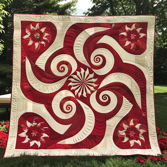 Swirly Red Star WJ3010020CL Quilt