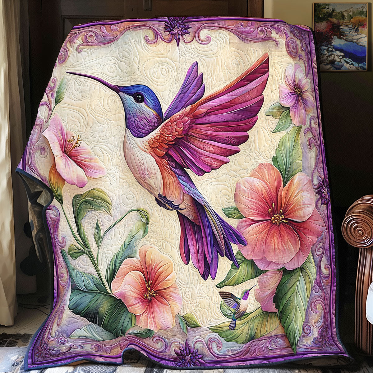Purple Hummingbird WY2011046CL Quilt