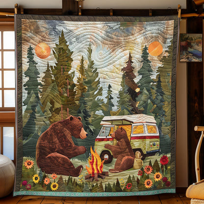 Cute Camping Brown Bear WP0609012CL Quilt