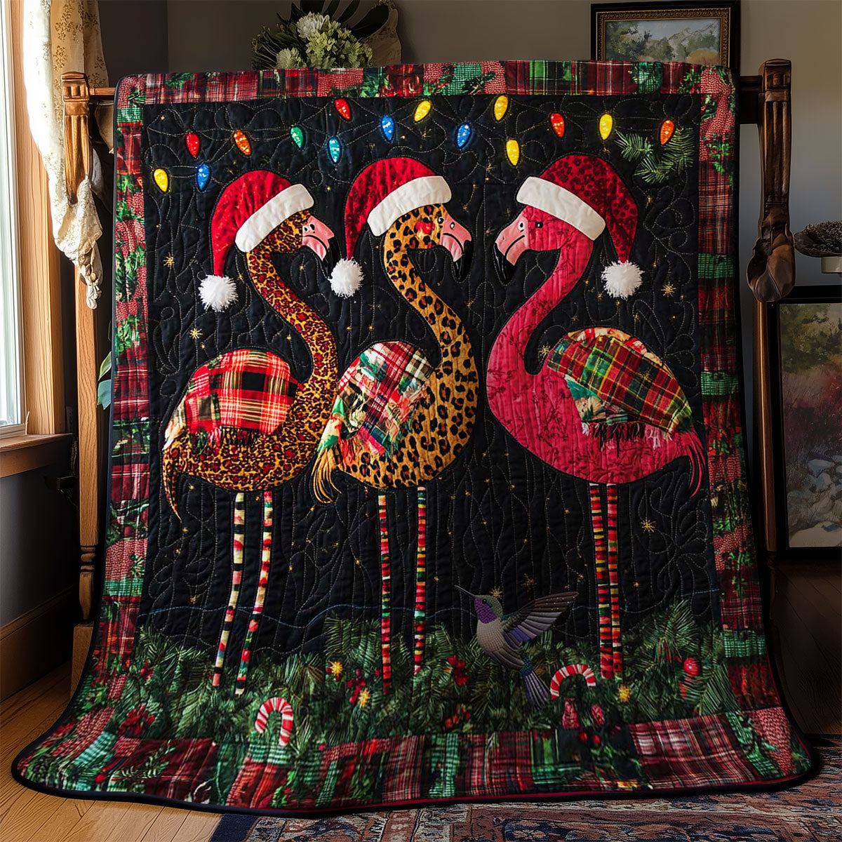 Festive Flamingo Patchwork WN1112030CL Quilt