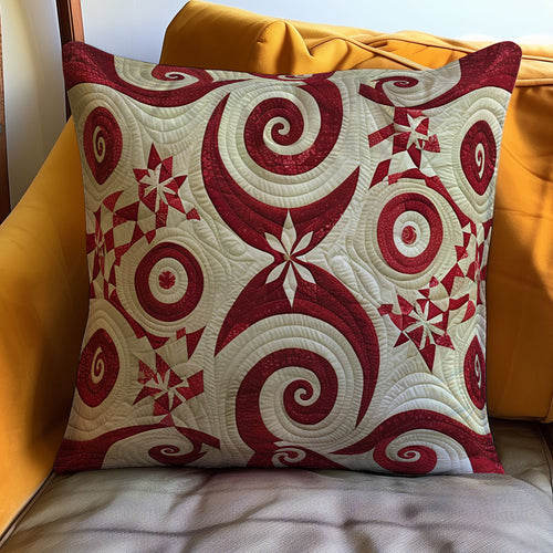 Swirly Red Star WJ3010037CL Quilt Pillow Case