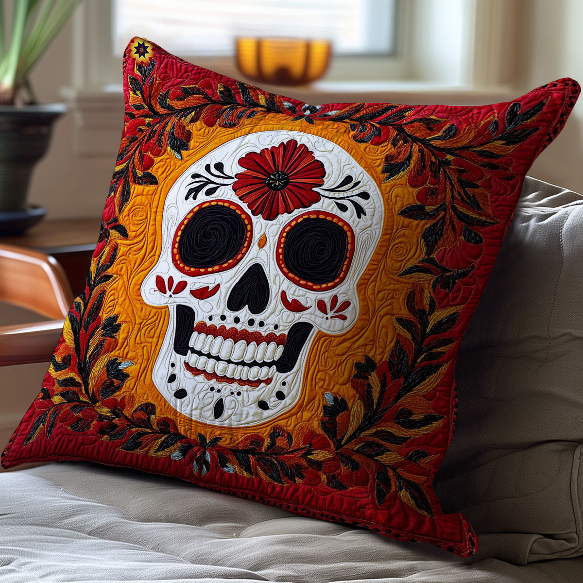 Leaves Skull WY0212032CL Quilt Pillow Case