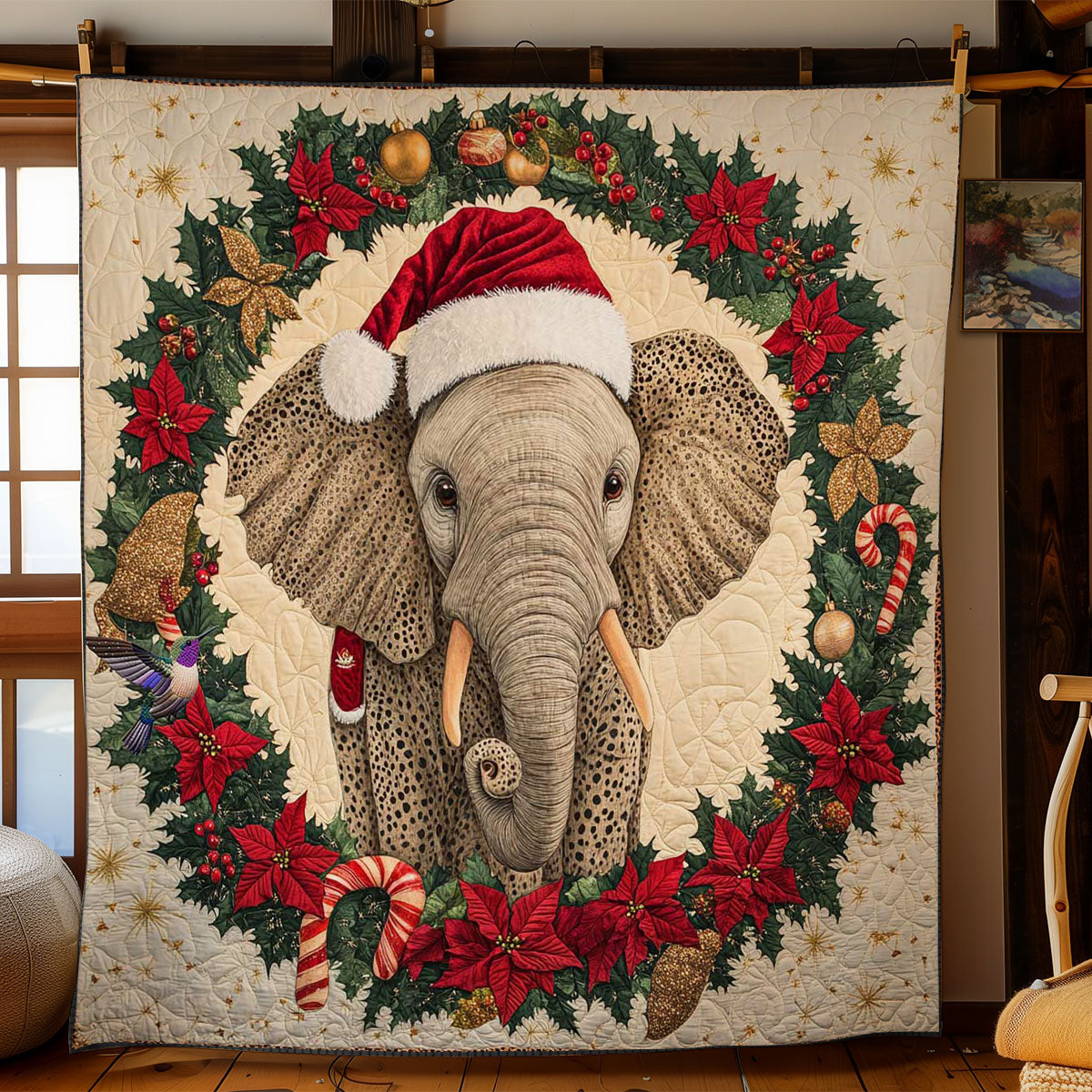 Merry Elephant Greetings WN1312033CL Quilt