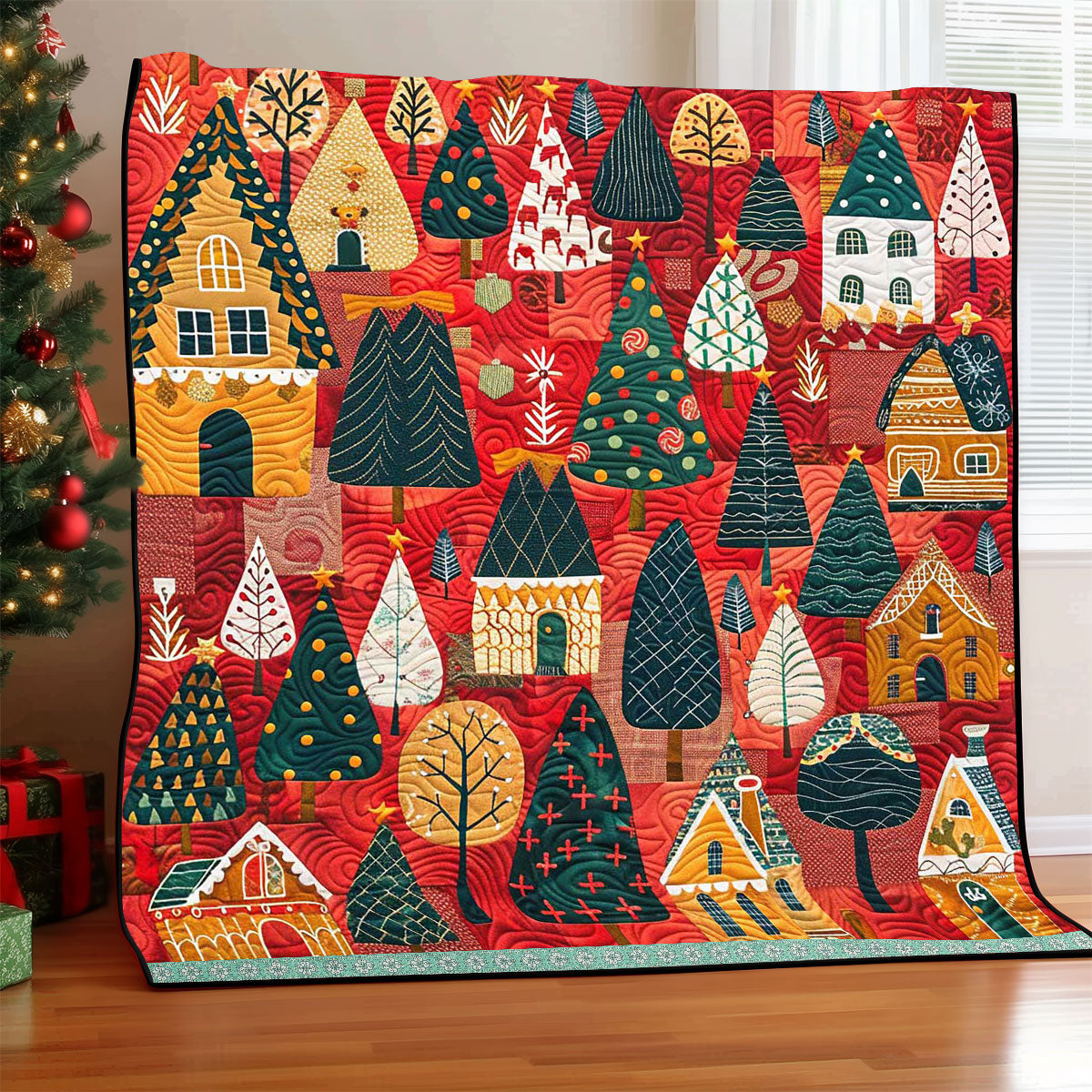 Christmas Forest House WP2208008CL Quilt