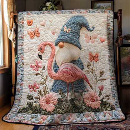 Valentine Gnome And Flamingo WN0701031CL Quilt