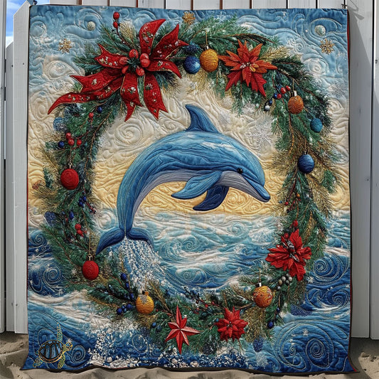 Christmas Wreath Dolphin WY0512007CL Quilt