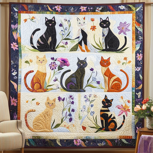 Cat Flowers WG2112022CL Quilt