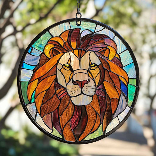 Lion WJ0310044CL Stained Glass Suncatcher