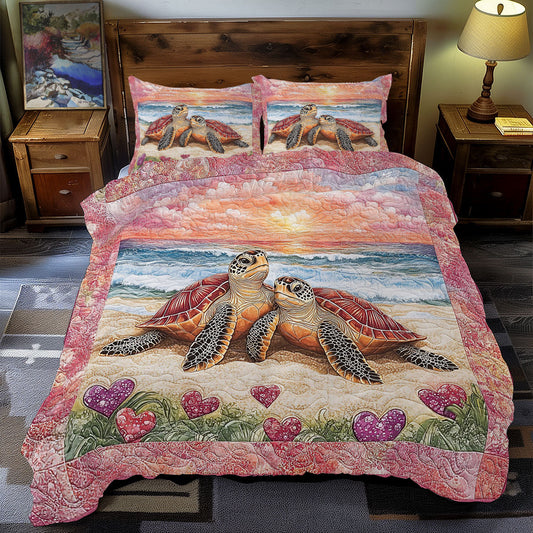 Couple Turtle In Sunset WY1701082CL Duvet Cover Set