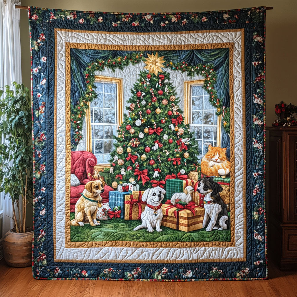 Christmas Family Dog WX2410009CL Quilt