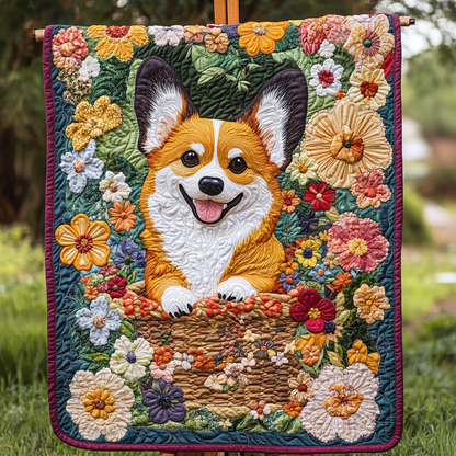Corgi In Bloom Basket WN2309023CL Quilt