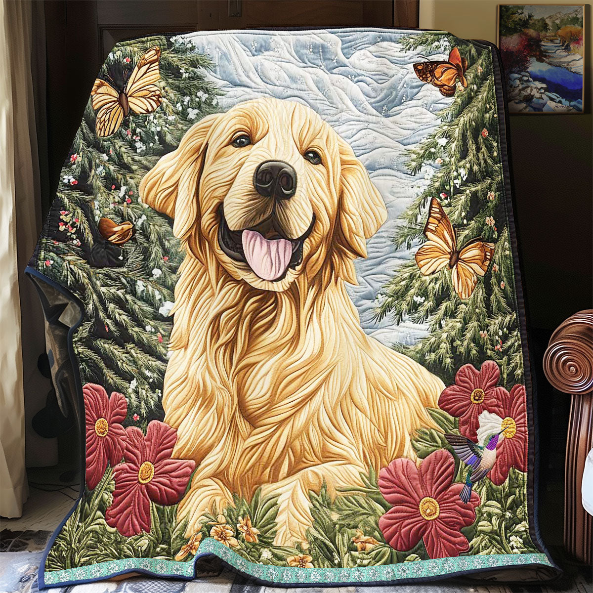 Golden Retriever Portrait WP1211043CL Quilt