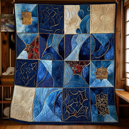 Navy Patchwork Square WY0201040CL Quilt