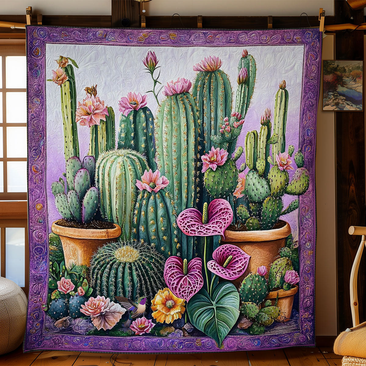 Purple Cactus WY2511030CL Quilt