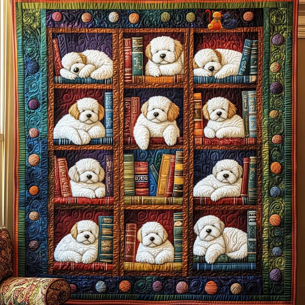 Bichon Frise Lazy Reader WN0210012CL Quilt