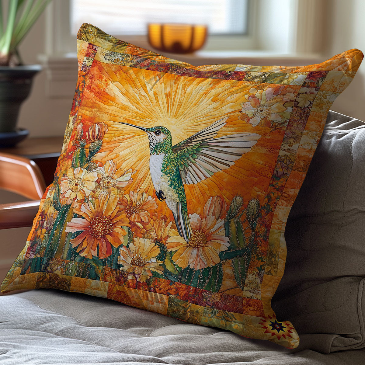 Cactus Sunset Hummingbird WY1612088CL Quilt Pillow Case