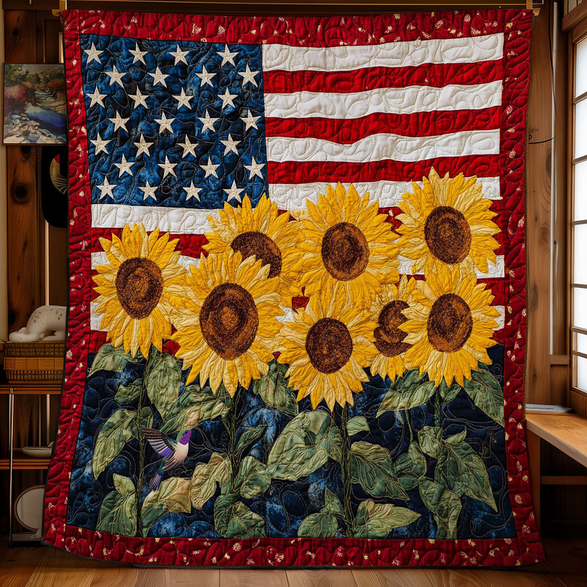 America Sunflower WY2311020CL Quilt