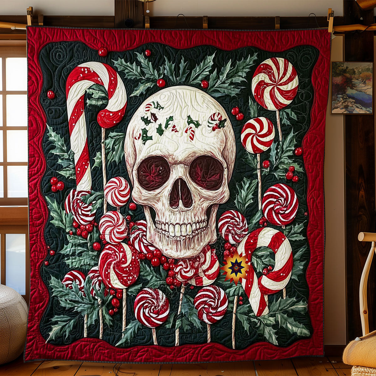 Candy Cane Skull WY2711039CL Quilt