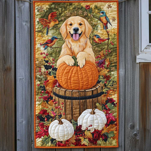 Golden Retriever Snuggle Pumpkin WN2609095CL Quilted Table Runner